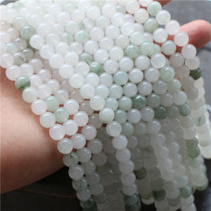 Natural Crystal Jade Ice Mountain Tian Shan Cui Half Finished round Silk Green White Jade Loose Beads DIY Jewelry Accessories