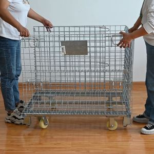 Container Cagefoldable Wire Mesh Storage Cage Heavy Duty Secure Cargo for Warehouse Supermarket Cage Industrial Mesh