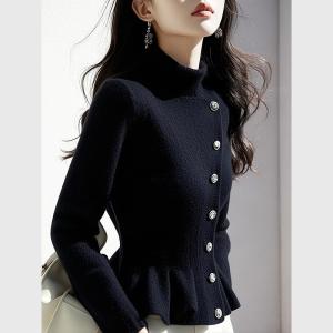 GOUWU | Áo Sweater Đen Thiết Kế Thời Trang Mùa Đông