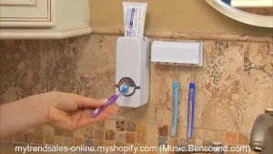 Toothbrush Toothpaste Dispenser Holder Set Rack Stand Wall Mounted Automatic Squeeze Toothpaste Dispenser