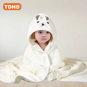 TDHD Childrens Towel Cloak Quick-Drying Coral Velvet Robe Cartoon Cape Baby Darling Hooded