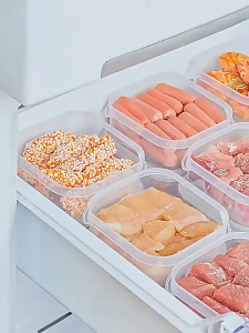 HelloBabyU 350มล.งเนื้อแช่แข็งใสเกรดอาหารอเนกประสงค์ปิดผนึกกรอบในตู้เย็นกล่องเก็บของแช่แข็งผลไม้