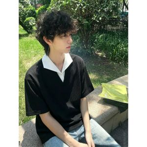 ZHUOCAN | Black Two-Piece Polo Shirt Short Sleeves