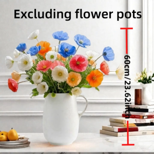 60cm Flocking poppy artificial flower poppy artificial flower wedding wedding home decoration