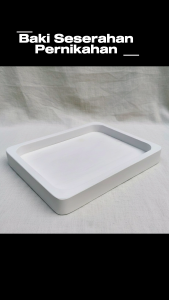 Baki Seserahan Kayu Jati Putih 31x31x3 cm – Nampan Seserahan Pernikahan Minimalis Elegan