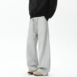 American Style Heavyweight Curved Blade Sport Sweatpants Mens Autumn Winter Trendy Loose Straight Casual Wide Leg Long Pants