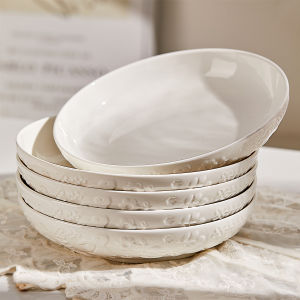Elegant White Ceramic Dinner Plate 8 Inch