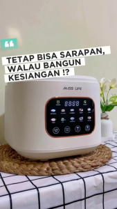MISS LIFE Magic Com Low Carbo Smart Rice Cooker 12L Beras Penanak Nasi Digital 650watt Food Grade Penutup Transparan Rendah Gula Anti Lengket Penanak Nasi Daya Rendah Hemat Energi Multifungsi Cepat Memasak Layar Sentuh