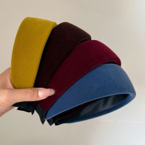 Retro Wide Edge Velvet Hairband Womens New Style Small High Cranial Face Slimming Makeup Pressing Headband Hair Accessories