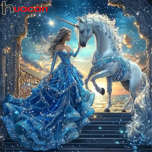 Huacan Princess Unicorn Diamond Painting 5D DIY Milky Way Diamond Mosaic New Arrivals 2025 Full Square Round Handmade Gift