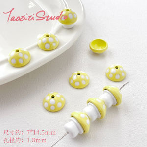 สร้อยข้อมือ DIY ลูกปัดดอกเห็ดลายจุดโลหะผสมทำมือ เครื่องประดับแฟชั่น ลูกปัดอเนกประสงค์ ลูกปัดตกแต่ง ชิ้นส่วนอื่น ๆ