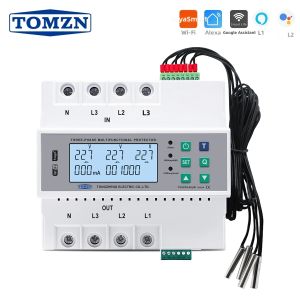 Cầu Dao Thông Minh WIFI TOMZN 3 Pha 4P 3*230V 63A Với Màn Hình Hiển Thị Điện Áp Dòng Điện Công Suất Rò Rỉ Điện Năng Tương Thích Với TUYA SmartLife