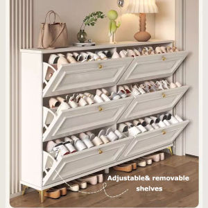Tipping Bucket Shoe Cabinet Cream Ultra-Thin Shoe Cabinet Porch Shoe Cabinet