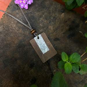 Vòng cổ Kano - Dây chuyền mặt da bò phối hoa văn Nhật Bản