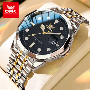 OPK Watch Mens Original Authentic Fashion Simple Calendar Quartz Dial Imported Waterproof Stainless Steel Strap Casual Watch