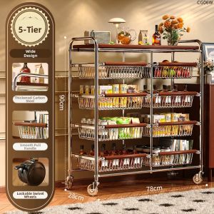 Multipurpose Mobile Cart Multilevel Storage Shelf