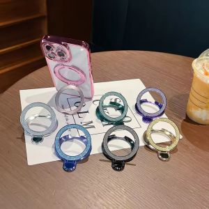 Luxury Bling Glitter Mirror Holder Stand Grip หมุนได้ 360 องศาสําหรับโทรศัพท์มือถือด้านหลังสติกเกอร์วงเล็บซ็อกเก็ต