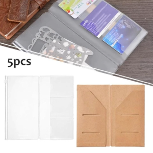 5pcs Pouch Notebook Storage Bag Transparent Pvc Card Holder For Travelers Notebook Journal