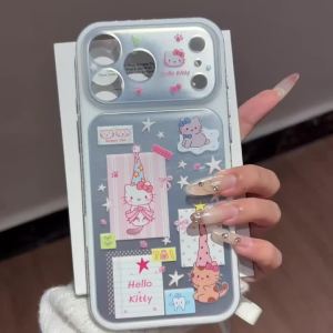 Sanrio | Kawaii Sanrio Hello Kitty Party Hat Phone Case For iPhone 15 Pro Max 16 17 Pro Max Sticker Star Print Anti-drop Shockproof Cover