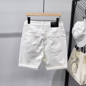 Quần Short Denim Nam Màu Trắng Nguyên Chất Mùa Hè Mỏng Cạp Vừa Quần Jeans Nam Ống Đứng Năm Điểm Phong Cách Hàn Quốc