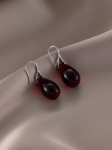 New Year Red Water Drop Earrings Blogger Fever Light Luxury Minority Zircon Earrings Fall and Winter Light Luxury Fancy Earrings