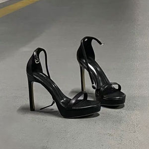 Summer New Womens Sandals Buckle Strap High Heels Waterproof Platform Slip-On Shoes Comfortable Thin Heel Fashion Show Suitable