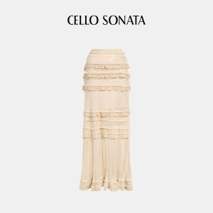 Cello Sonata | Lace and Lace Hem Knitted Long Skirt