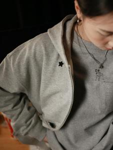 Áo Nỉ Trùm Đầu Hình Ngôi Sao Đen Thêu PII Blame It on the Black Star Áo Nỉ Trùm Đầu Hình Radio Mỹ Áo Nỉ Cotton Thường Ngày Mùa Xuân