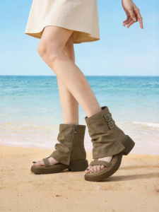 Josiny | Melanoid Style Roman Open Toe Boots Retro Thick Sole Women Shoes