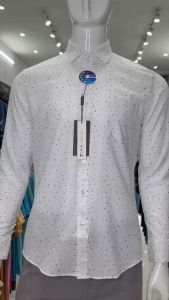 Áo sơ mi nam dài tay CALUCI trắng chấm họa tiết MLS2110S - Slimfit vạt bầu