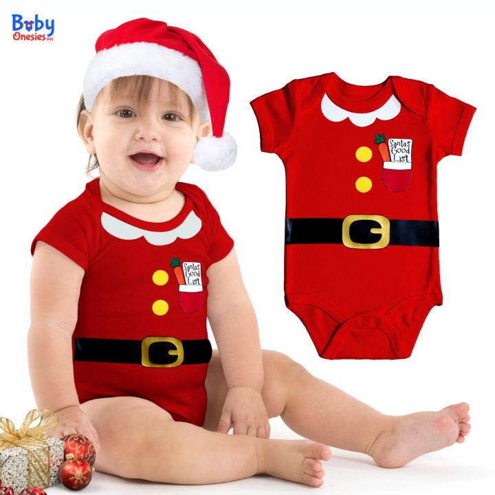 Baby Onesies PH Santa Claus Baby Costume Santa Hat 0-12 months Newborn Baby Girl Boy 1st Christmas Baby Clothes Lazada PH