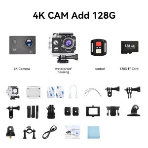 Outdoor 4K Action Camera WiFi Helmet Video Recording 4K/30FPS WiFi 2.0" 170D GPS 8X Zoom Underwater Waterproof Sports Camera