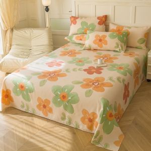 Thickened Non-Cotton Old Rough Cloth Bed Sheet Single Piece Flannel Dormitory Single Student Double Bed Cover 1.5 Meters