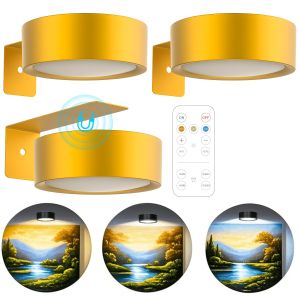 XIWANGFire | Magnetic LED Wall Light Night Dimmable Magnetic Picture Lights 360° Rotation Touch Remote Control Cabinet Spotlight Night Lamp