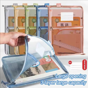 Yespery A4 Văn phòng phẩm Túi lưu trữ L hình dạng mở rộng túi có khoá kéo dung tích lớn trường học văn phòng Nguồn cung cấp văn phòng phẩm túi sách giáo khoa và thi Túi sắp xếp giấy thư mục