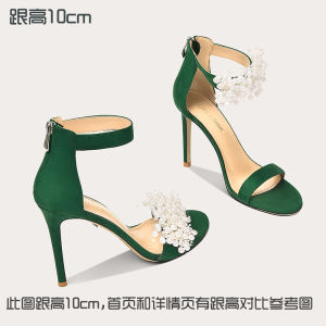 เรียบหรู รองเท้าส้นสูงมุกสวย สายคล้อง รองเท้าแตะกริชสําหรับเด็กอายุ 18 ปีผู้ใหญ่พิธีสีชมพูรองเท้าส้นสูงเป็นพิเศษแฟชั่นรองเท้าแตะ