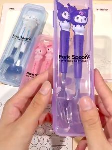 Lozzby 2 Pieces Set Sanrio Stainless Steel Portable Spoon and Fork Tableware for KIds