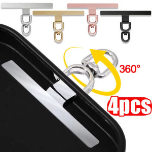 4PCS Upgrade 360° Rotatable Metal Phone Straps Gasket Ultra-thin Stainless Steel Hanging Cord Clips Cellphone Lanyard Patch Pads