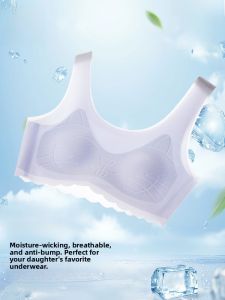 miiow | Cat Girl Teenage Sports Bra Fixed Cup Thin Breathable Vest Underwear For Developing Students Summer Season Seamless Nylon Fabric