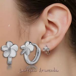 Lareyna Aravenda Anting Klip Wanita Silver S925 Korea Bunga Kembang Lima AT039