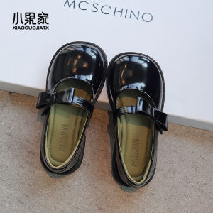 Princess Style Childrens Single Shoes Mary Janes Spring Autumn Black PU Leather British Style round Toe Rubber Sole for Girls
