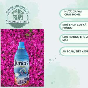 Nước xả vải Junco dạng chai 800ml hương nước hoa thơm ngát bền lâu.