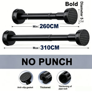 Curtain Rod Stainless Steel Telescopic Shower Rod adjustable Punch-free Heavy Duty Curtain Clothes Rod COD
