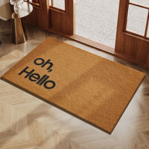 VIKAMA Coir Hello Script Thảm Ch&ugravei Ch&acircn Tối Giản M&agraveu N&acircu Đen Chống Trơn Trượt Nghệ Thuật Hiện Đại Cho Lối V&agraveo Ph&ograveng Ngủ Ph&ograveng Kh&aacutech Trang Tr&iacute Nh&agrave Cửa
