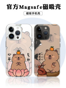 MagSafe Transparent Cute Cartoon Capybara Phone Case for iPhone 17 pro Max Couple Magnetic Absorption High End Feeling 13
