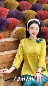 Đồ lam phối nơ cúc ngọc TINH NHI trẻ trung nữ tính PP254