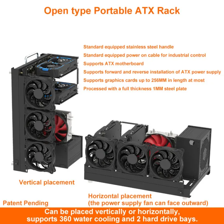 T.F.SKYWINDINTL | DIY Chassis X79 X99 Computer Case ATX Open Motherboard Holder ATX/-ATX/ITX Open Chassis PC Frame Chassis with Fine Mesh Steel