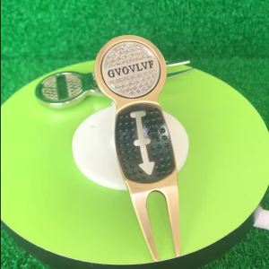 GvOvLvF Golf Divot Tool With Marker Pitch Mark Green Divot Repair Tool Golf Pitchfork Golf Training Aids Silver And Copper Color
