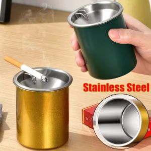Car Ashtray Stainless Steel Windproof Household with Lid Funnel Ashtrays Cup Auto Interior Accessories