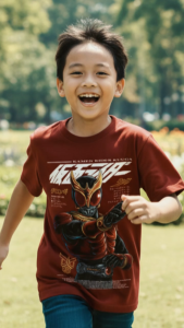 GILAN Kaos Anak Motif KAMEN RIDER KUUGA Tshirt Ksatria Baja Hitam Nyaman Katun Combed 24s